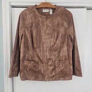 Alfred Dunner Metallic Brown Full Zip Lined 18W Jacket
